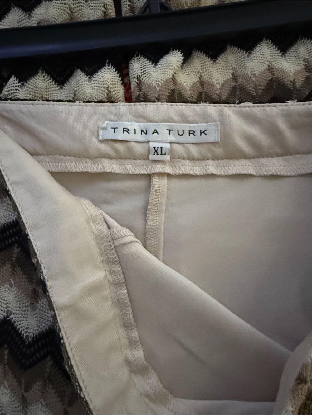 Trina Turk Chevron-Pattern Knit Pants in Black and Cream - Picture 4 of 5